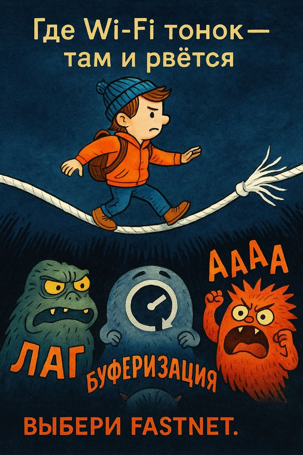 Плакат: где Wi-Fi тонок — там и рвётся